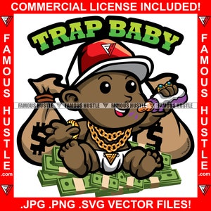 Trap Baby Gangster Gold Necklace Cash Money Bag Drinking Lean Purple Drink Bottle Hustle Boss Hip Hop Trap Plug Rap Art Logo JPG PNG SVG Cut