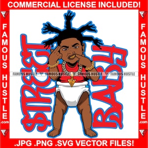 Gangster Street Baby Gold Teeth Chain Necklace Bijoux Dread Hair Money Bag Cash Hustler Savage Rap Hip Hop Hood Ghetto Trap Art JPG PNG SVG