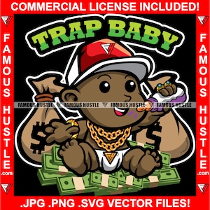 Trap Baby Gangster Gold Necklace Cash Money Bag Lean Purple Drink Bottle Hustle Boss Hip Hop Trap Plug Rap Ghetto Thug Art Logo JPG PNG SVG