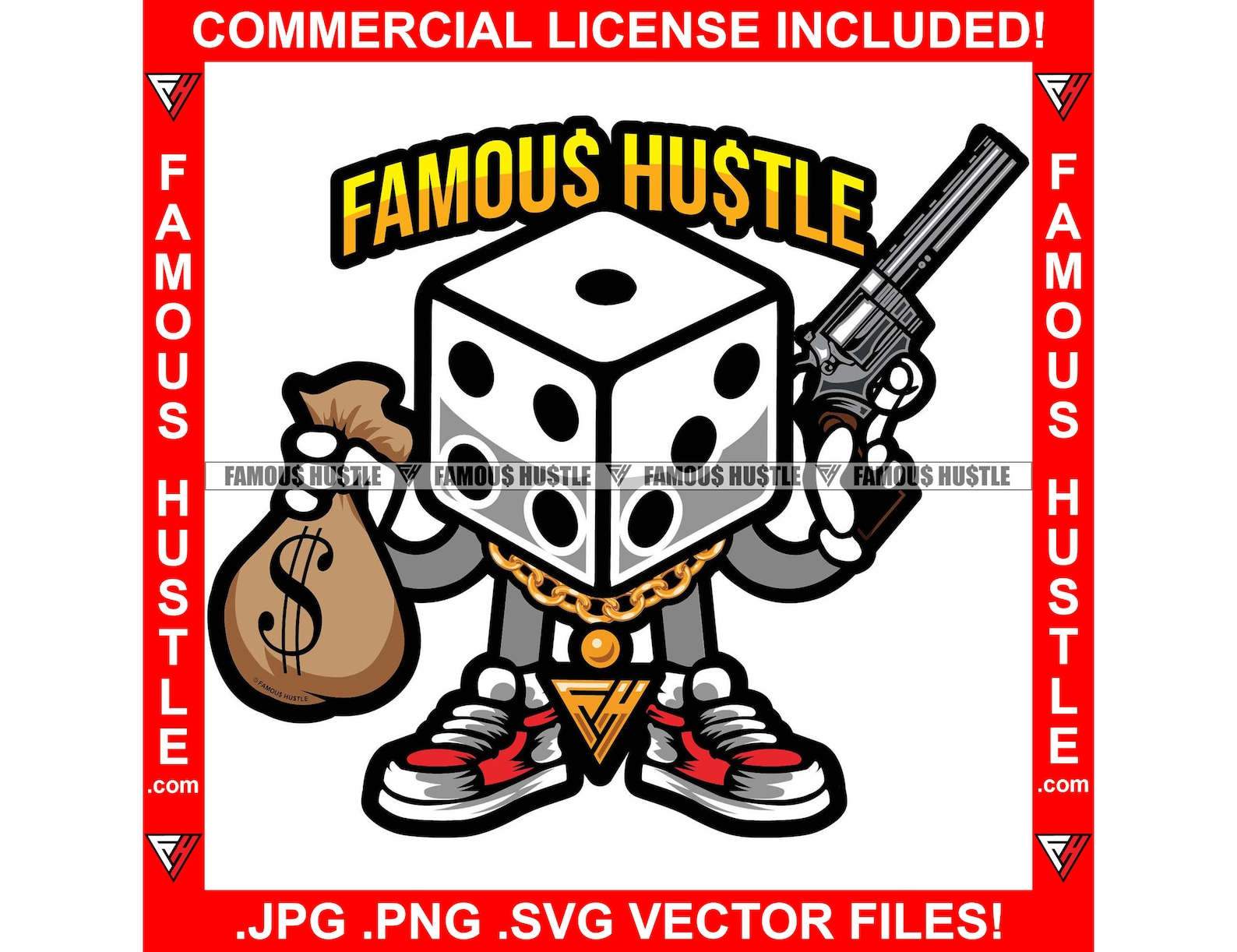 Famous Hustle Gangster Dice Cartoon Character Suit Gold Etsy