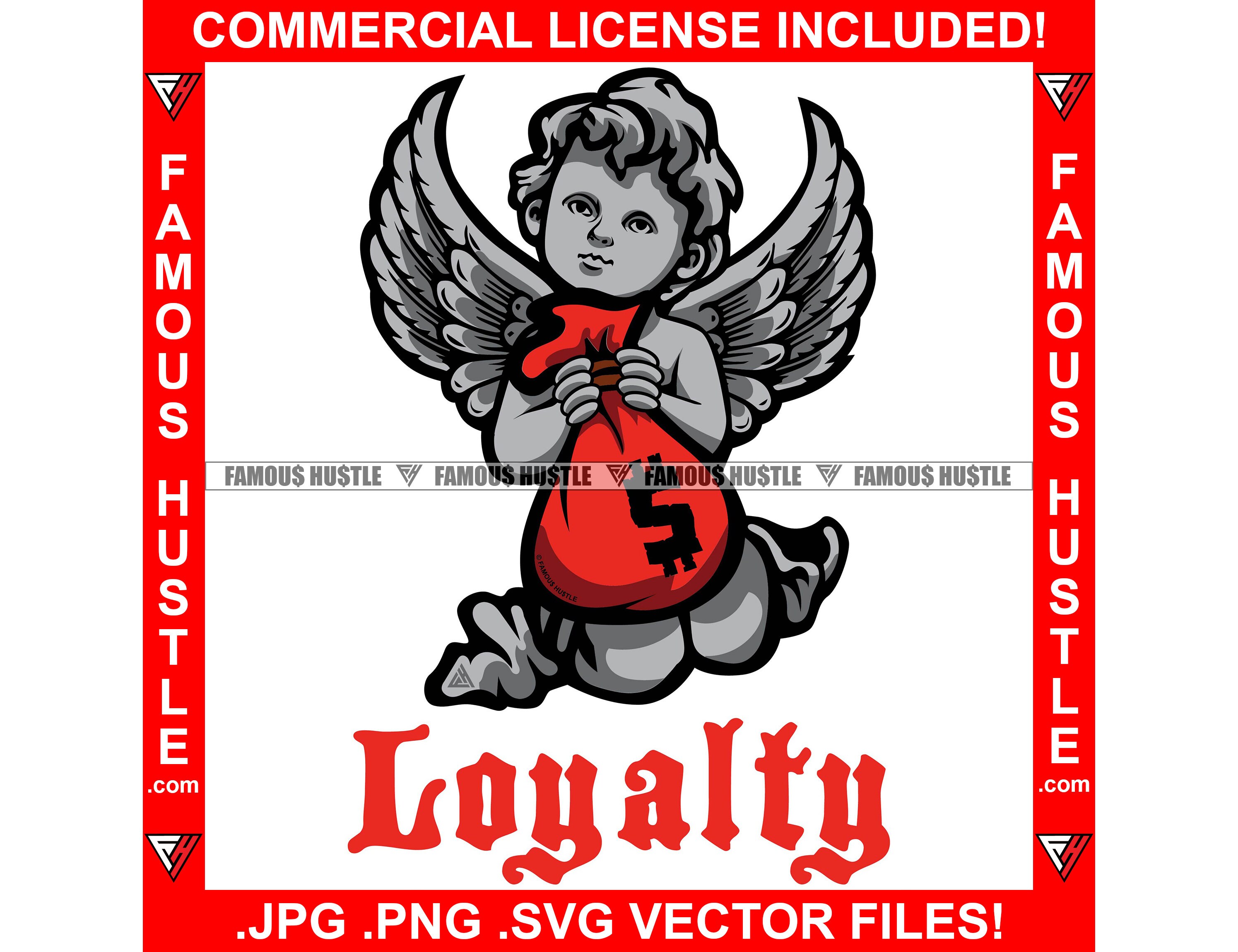 Loyalty Thug Angel Wings Statue Holding Bag Money Gangster