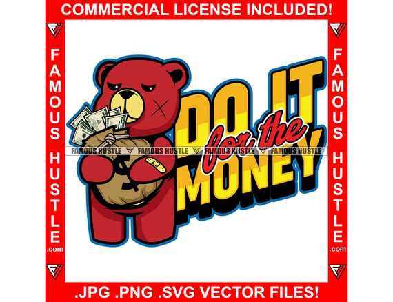 Gangster Teddy Bear Svg Digital File, Cash Crown Svg, Hip Hop Svg