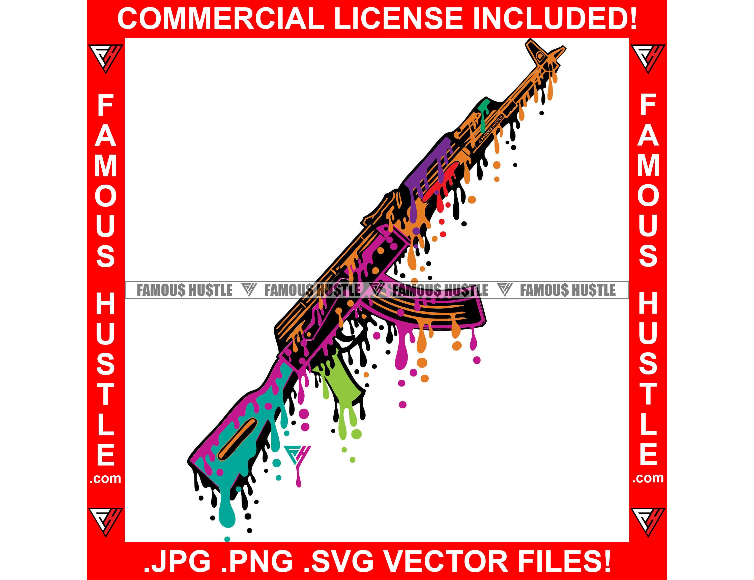 AK47 Machine Gun Dripping Multi Color Drip Gangster Art Etsy