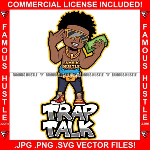 Trap Talk Hustle Gangster Killer Scar Gesicht Klammern Kopf Geld Geld Handy Gun Hand Geste Hip Hop Rap Plug Street Hood Art Logo JPG PNG SVG