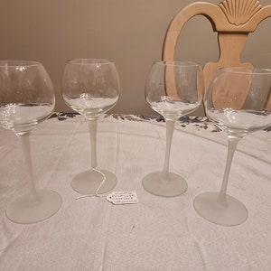 Vintage Frosted Stemmed Wine Glasses