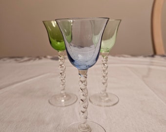 Vintage Colored Glass Cordials Set of 3