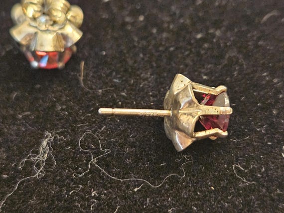 Sterling Silver and Ruby Stud Earrings - image 4