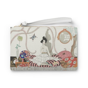 Vintage Fashion Art Clutch Bag, Chic Evening Purse, Retro Style Handbag, Elegant Accessory, Trendy Wallet