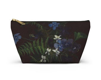 Vintage Blaue Blumenmalerei Zubehör Tasche, Blumenkosmetiktasche