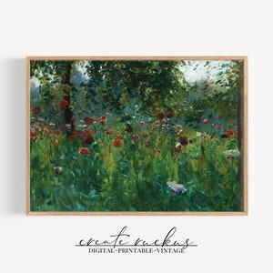 Poppy Field Printable | Impressionist Painting Art | Vintage Wall Decor | Oil on Canvas Print with Vibrant Colors
