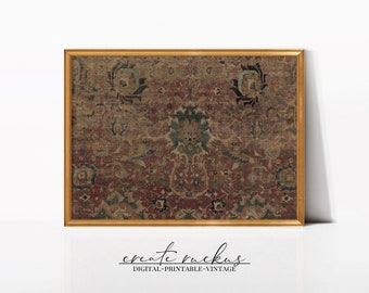 Vintage Rug Tapestry Print: Rustic Farmhouse Wall Art Digital Download Printable Home Decor