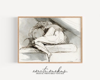 Moody Vintage Sketch of Greek Woman | Printable Art | art on a budget | Digital Download
