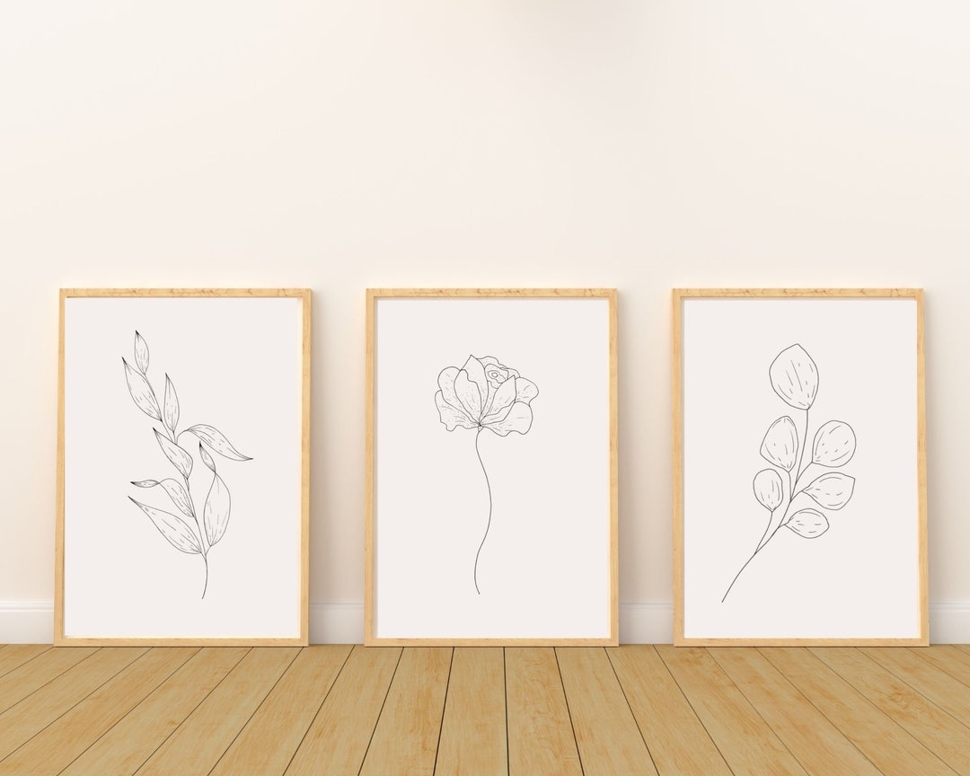 Floral Line Art Line Art Wall Decor Digital Downloads Printable Wall