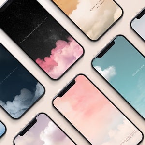 9 Beautiful Cloud iPhone Wallpapers | Instant Download | Inspirational quotes Phone Background | Phone Background | iPhone Wallpaper