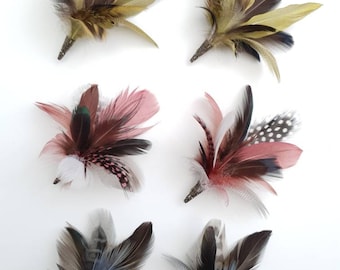 Dyed feather pins