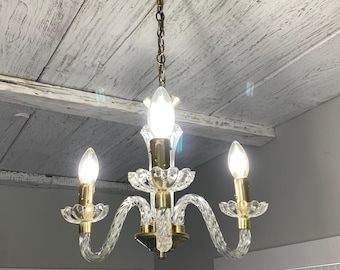 Vintage Crystal chandelier no. 21 France, ceiling Lamp 1940's