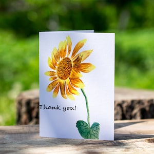 Carte de remerciement tournesol aquarelle | Deux tailles