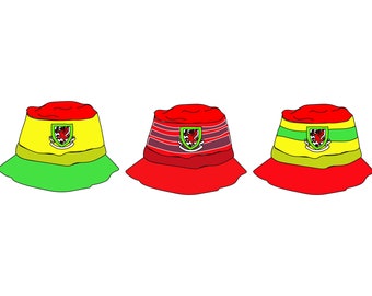 Wales Football Stickers Bucket Hat 