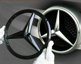 Mercedes Gloss Black Front Grille Star Badge Cover 18.5cm