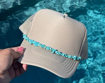 Turquoise Stone Beaded Trucker Hat Chain
