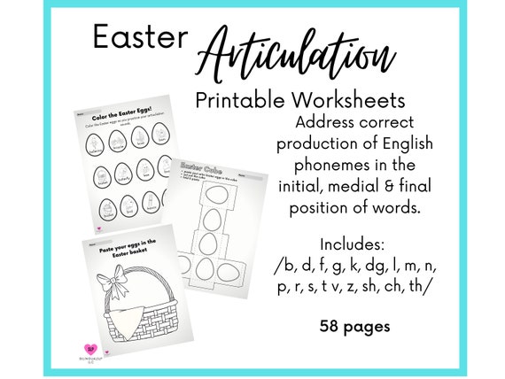 easter speech therapy worksheets etsy