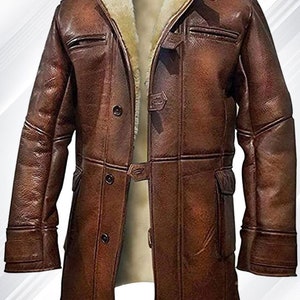 High Quality Handmade Leather Bane Coat with Soft Shearing Inside Specially Crafted for Winters- Pure Handmade Leather Jacket For Men