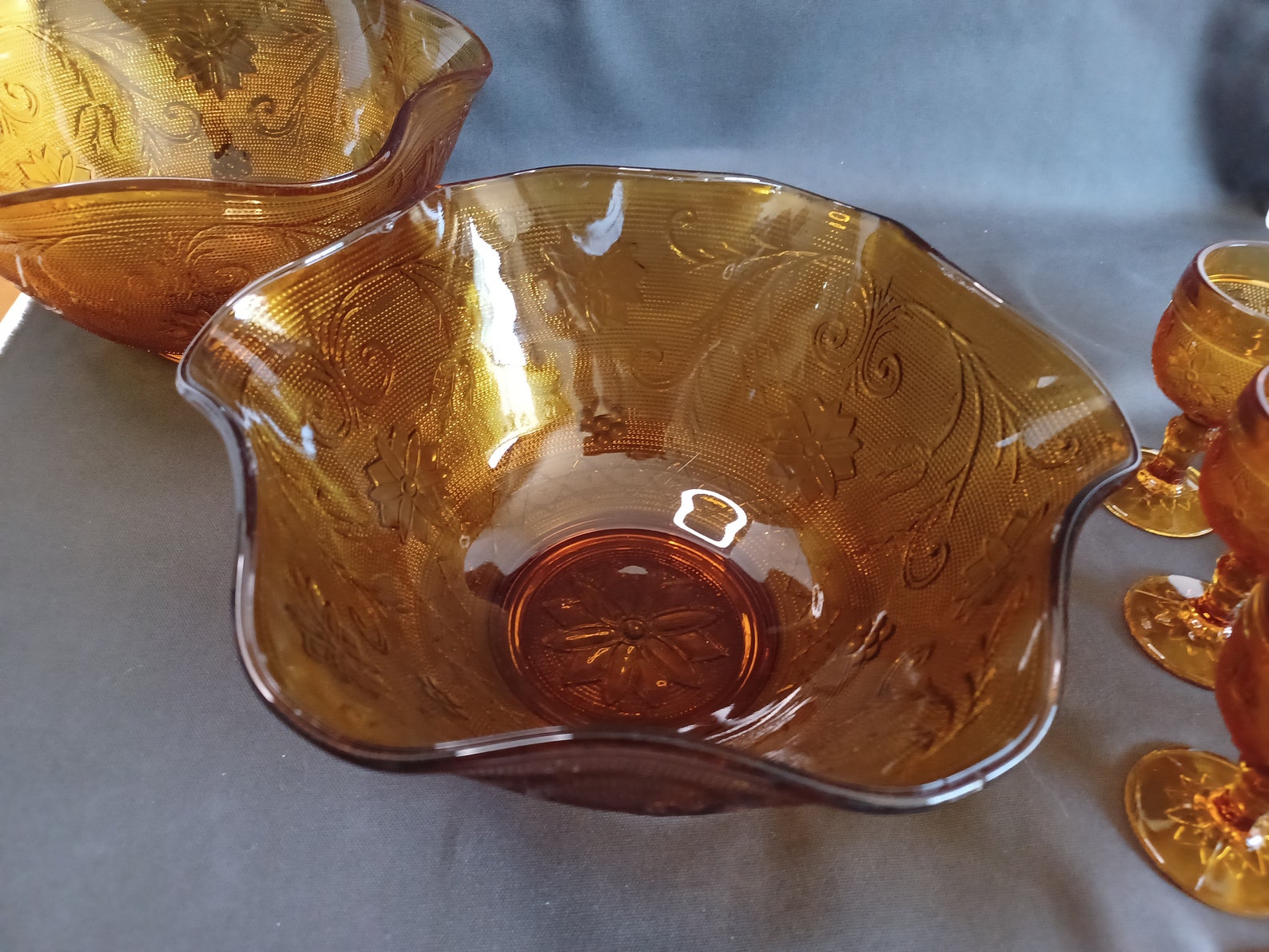 Indiana Glass Tiara Amber 48 Piece Glassware Set Bowls Etsy