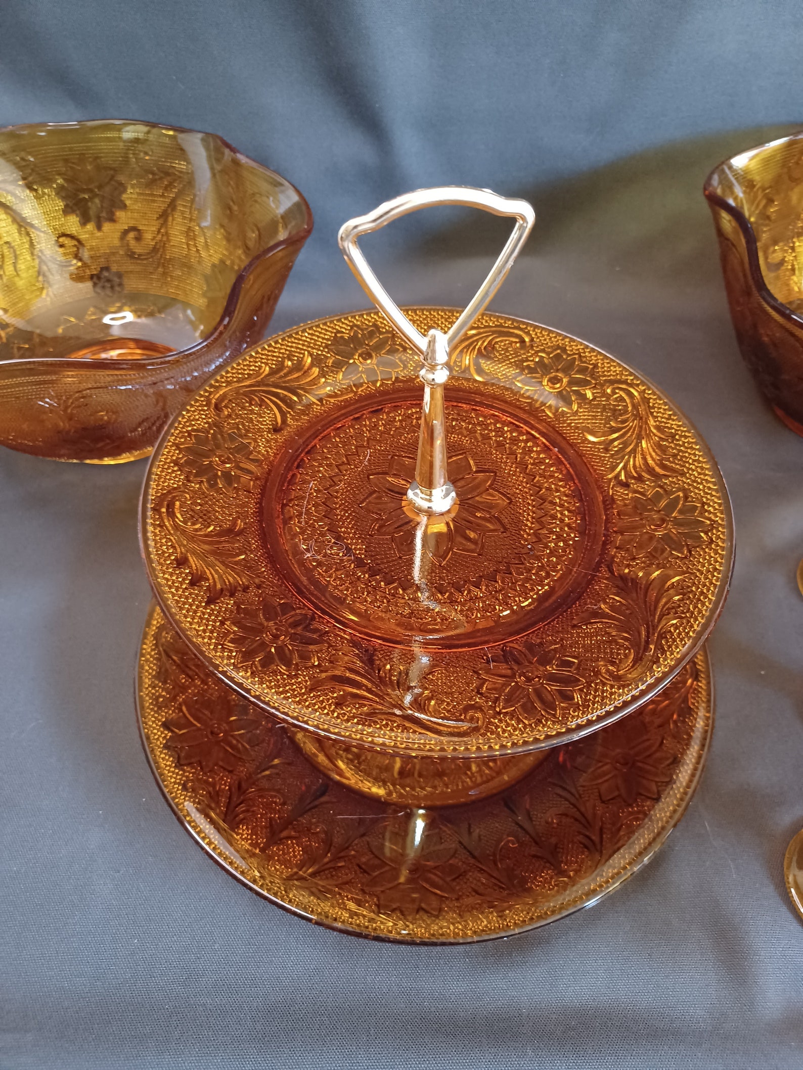 Indiana Glass Tiara Amber 48 Piece Glassware Set Bowls Etsy