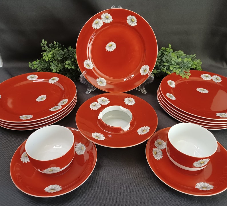 Noritake Nippon Toki Kaisha Red Sunset Chrysanthemum Antique Japanese