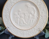 Lenox USA - The Children 39 s Blessing - 8.25 quot Raised Relief Vintage 1993 Ivory Fine China Gold Trimmed Collectors Plate