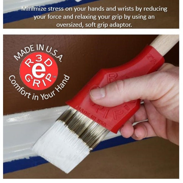 Paint Brush Grip Cover - R3D-e-GRIP (Ready Grip) durable brush grip - It's Comfort in Your Hand - Help w/ Carpal Tunnel Arthritis Hand Pain