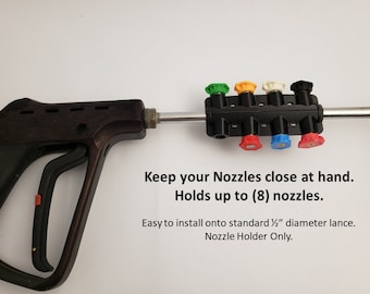 Power Washer Nozzle Holder - Easily attaches to standard 1/2" diameter Pressure Washer Wand/Lance