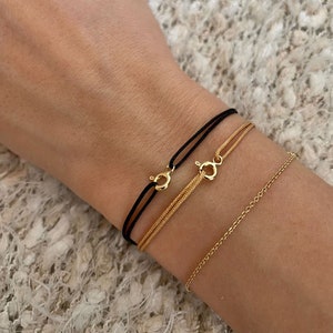 Womens String Bracelet with 14k Gold Clips, Minimalist Wish Bracelet, Dainty Friendship Bracelet, Anniversary Gift , Stackable Bracelet, mothers day gift, couples bracelets, matching couples bracelets, waterproof bracelet, dainty stackable jewelry