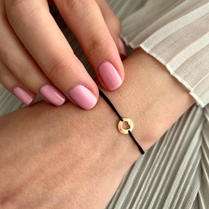 Gold Tiny Heart Bracelet with Solid 14K Gold Charm, Adjustable String,Mothers Day Gift, Anniversary Gift,Stackable Minimalist Dainty Jewelry