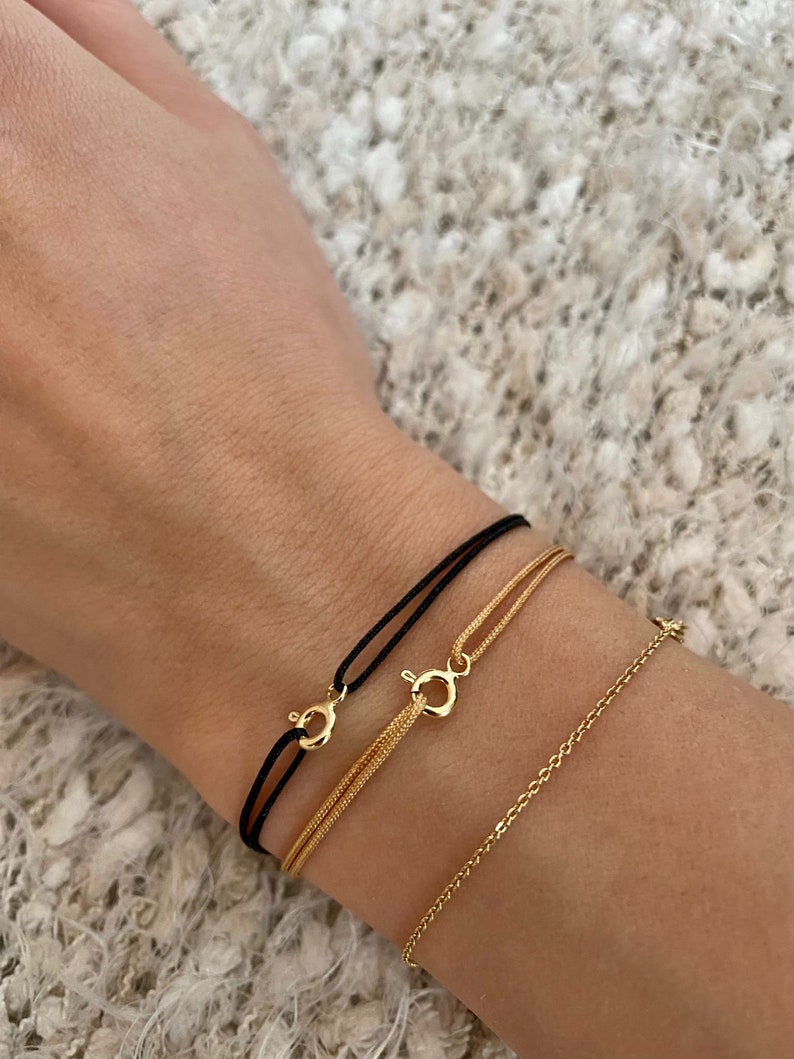 Womens String Bracelet with 14k Gold Clips, Minimalist Wish Bracelet, Dainty Friendship Bracelet, Anniversary Gift , Stackable Bracelet, mothers day gift, couples bracelets, matching couples bracelets, waterproof bracelet, dainty stacking jewelry