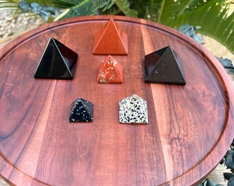 Crystal Pyramid: Black Tourmaline, Obsidian, Jasper - Healing Decor