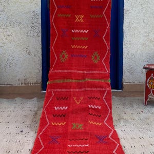 Moroccan Cactus silk runner Rug, Authentic rug, Genuine silk rug, Handmade rug, Area rug, Berber carpet, red custom rug, sabra rug