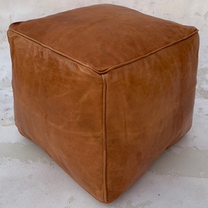 Square Brown Chocolate pouf, Moroccan pouf,Leather Pouf, ottoman pouf,leather chair