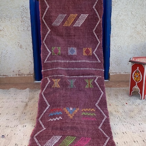 Moroccan Cactus silk runner Rug, Authentic rug, Genuine silk rug, Handmade rug, Area rug, Berber carpet, , custom rug, sabra rug