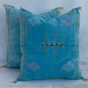 contemporary turquoise silk sabra pillow covers, decorative pillow, disposable pillow, handmade pillow, embroidered pillow