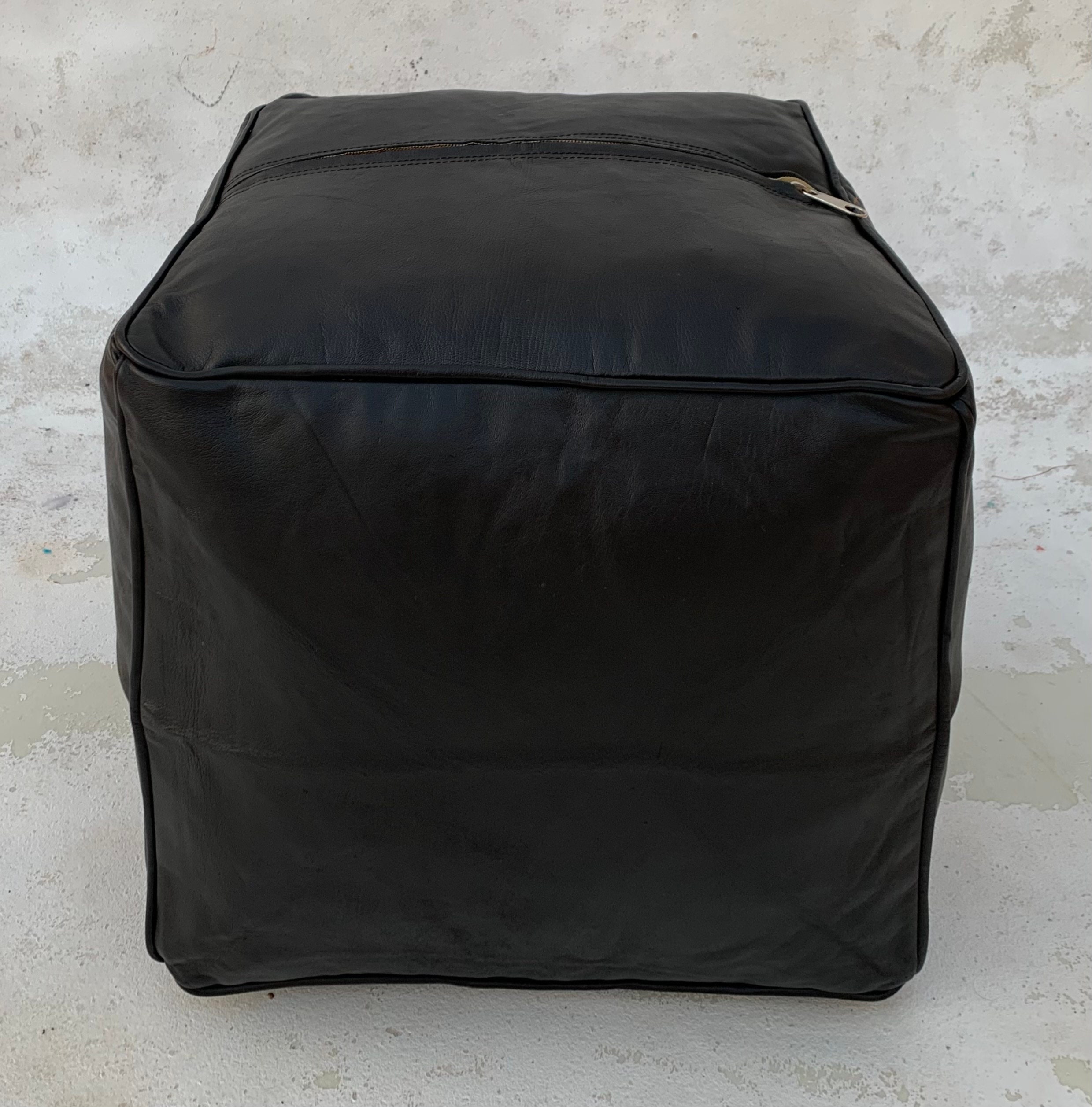 Square Black Pouf, Moroccan Pouf,leather Pouf, Ottoman Pouf,leather ...