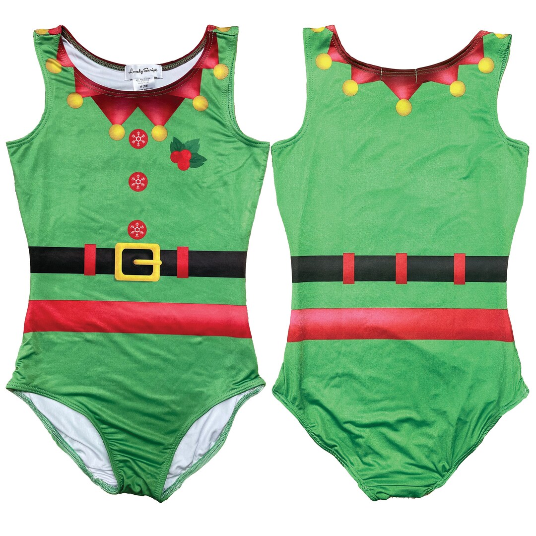Holiday Dancing Christmas Santa's Little Helper Girls Leotard for Gymnastics, Dance or Swim Etsy