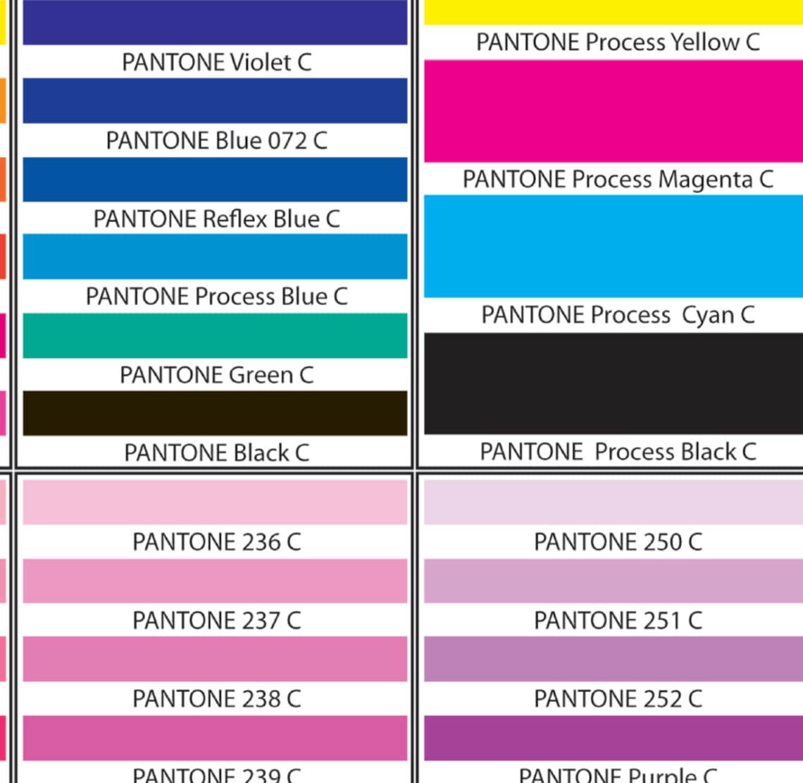 Sublimation Spot Color Charts/digital Download Printable Color Chart ...