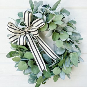 Everyday Greenery Front Door Wreath, Lambs Ear Eucalyptus Year Round Farmhouse Wreath, All Season Decor, Realtor Client Gift, Christmas Gift