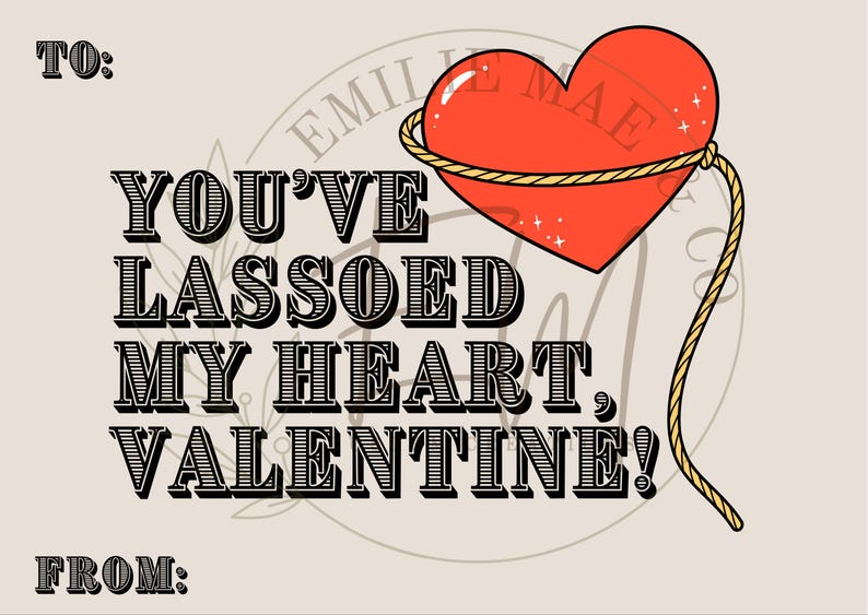Western Cowboy Valentine’s Day Cards | Digital Printable Set | Instant ...