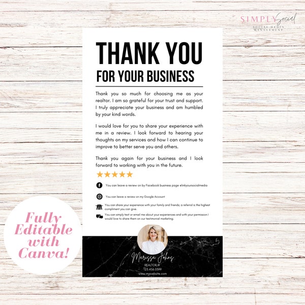 Thank you Real Estate Agent, Realtor Thank You Card,Real Estate Marketing,Realtor marketing,Thank You Card Template