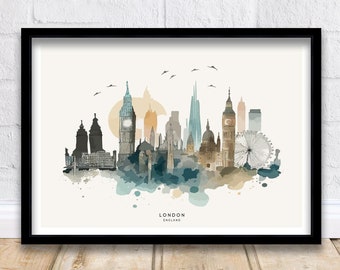 London Skyline Art Print | London Print| London Poster| London Wall Art| London| London Art Print| London Art| London Cityscape