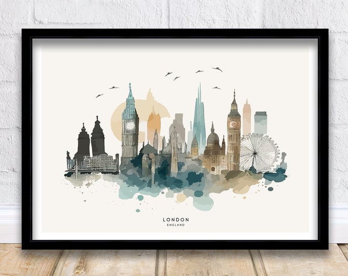 London Skyline Art Print | London Print| London Poster| London Wall Art| London| London Art Print| London Art| London Cityscape