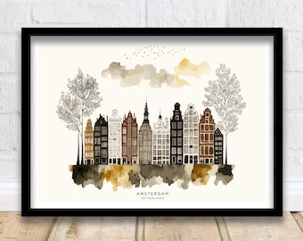 Amsterdam Skyline Art Print | Netherlands Cityscape Poster