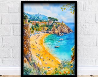 Corfu Greece Watercolor Painting Ionian Island Wall Art Mediterranean Coastal Print Scenic Landscape Decor Gift for Europe Lovers